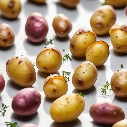 close up view of air fried small potatoes