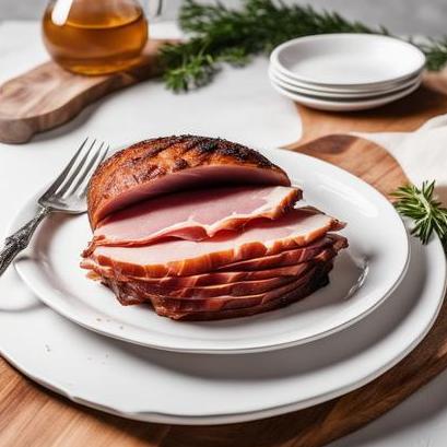 close up view of air fried smoked ham