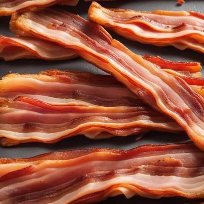close up view of air fried soft bacon