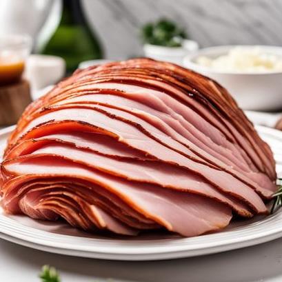 close up view of air fried spiral ham
