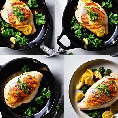 close up view of air fried split chicken breasts