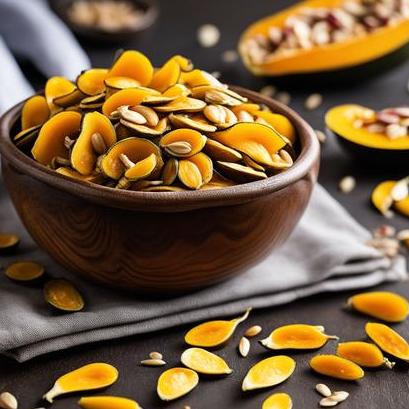 close up view of air fried squash seeds