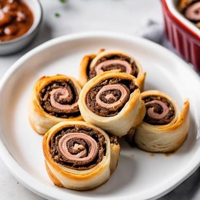 close up view of air fried steak pinwheels