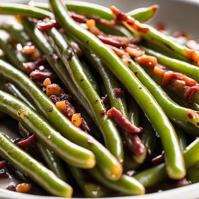 close up view of air fried string beans