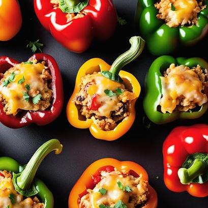 close up view of air fried stuffed bell peppers