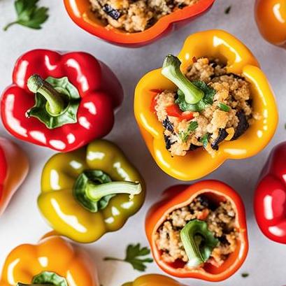 close up view of air fried stuffed bell peppers