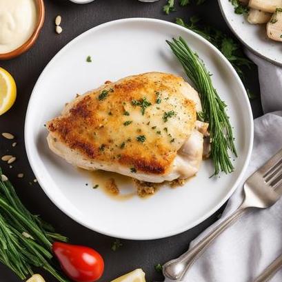 close up view of air fried stuffed chicken breast