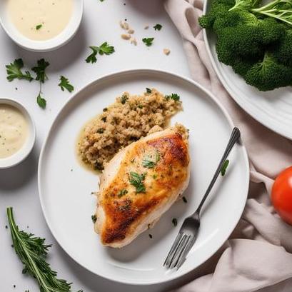 close up view of air fried stuffed chicken breast