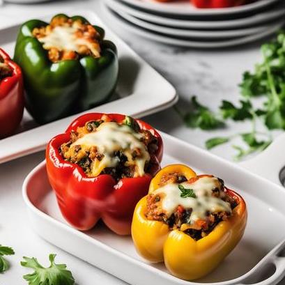 close up view of air fried stuffed peppers