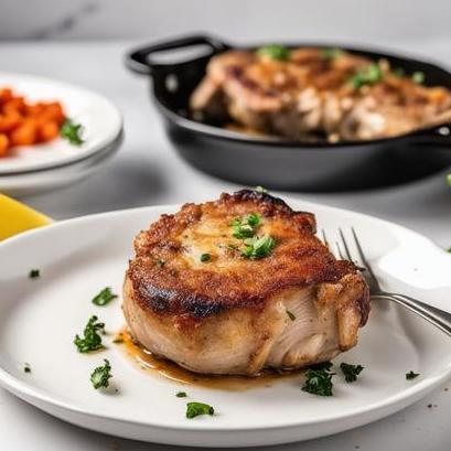 close up view of air fried stuffed pork chops