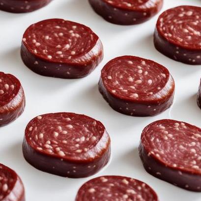 close up view of air fried summer sausage