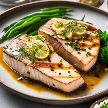 close up view of air fried swordfish steaks