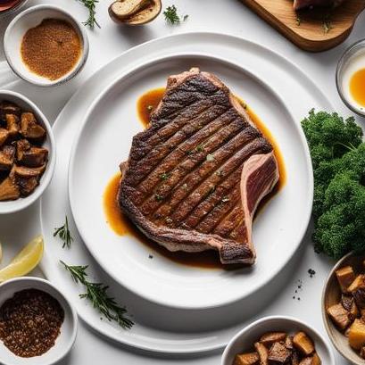 close up view of air fried t bone steak