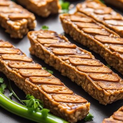 close up view of air fried tempeh