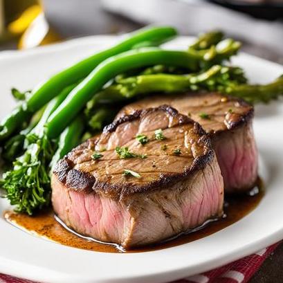 close up view of air fried tenderloin steaks