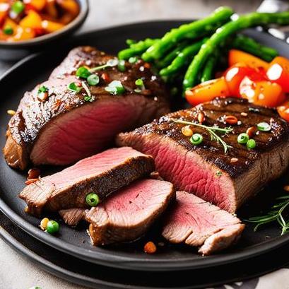 close up view of air fried tri tip steak