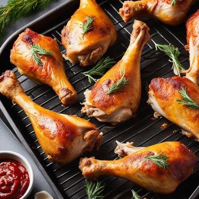 close up view of air fried turkey drumsticks