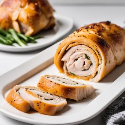 close up view of air fried turkey roll