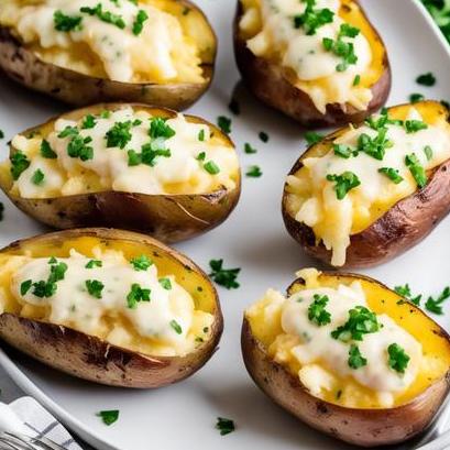 close up view of air fried twice baked potatoes