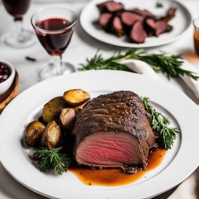 close up view of air fried venison roast