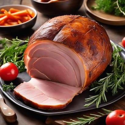 close up view of air fried whole ham