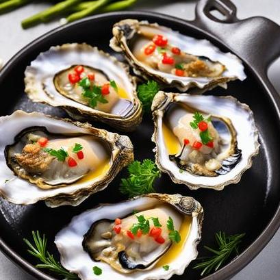 close up view of air fried whole oysters