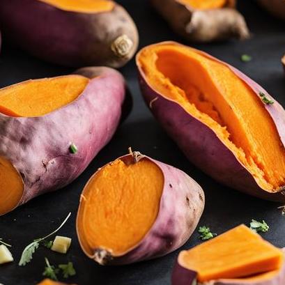 close up view of air fried whole sweet potato