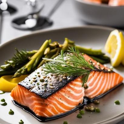 close up view of air fried wild salmon