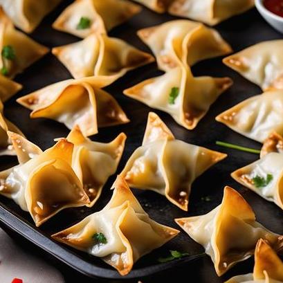 close up view of air fried wontons