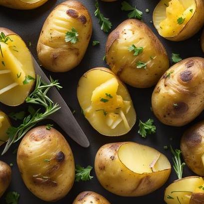 close up view of air fried yukon gold potatoes
