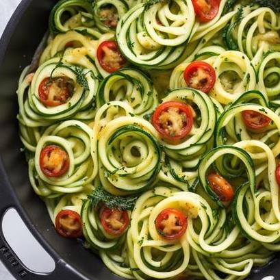 close up view of air fried zoodles